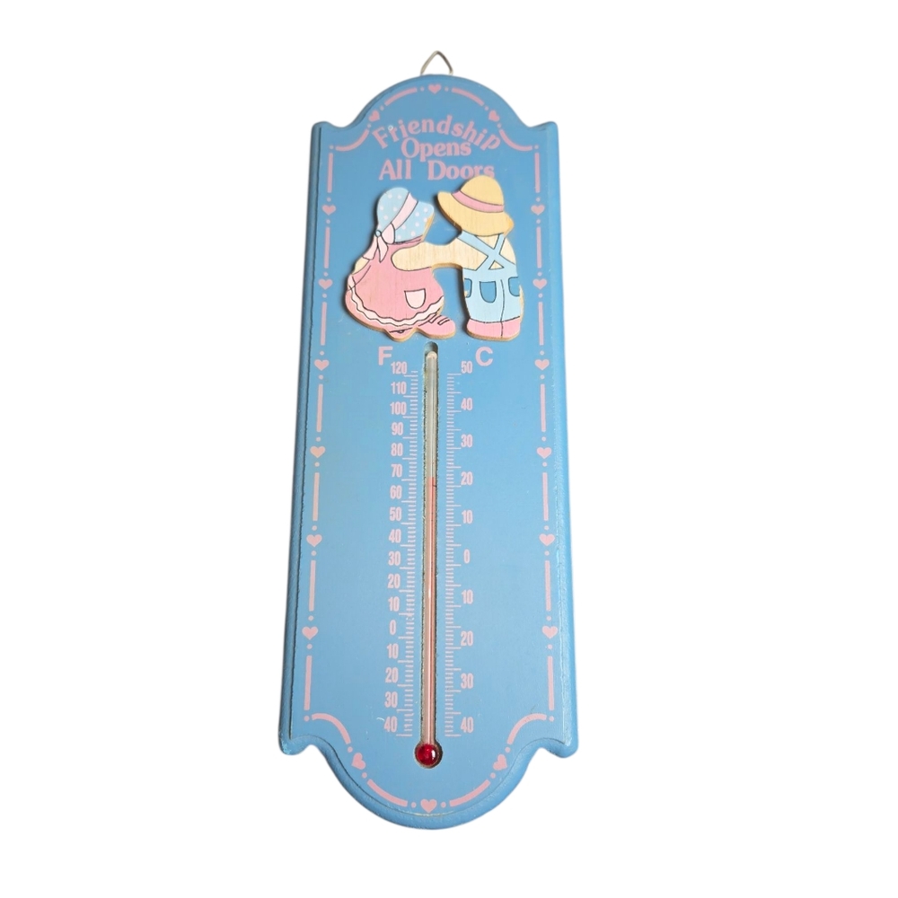VTG Kitsch 90's "Friendship Opens All Doors"‎ Country Wall Thermometer 10"X3.5"